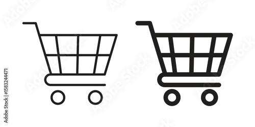 Shopping cart icon in flat and liner trendy style for app ui designs