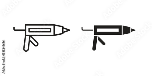 Sealants gun icon in flat and liner trendy style for app ui designs