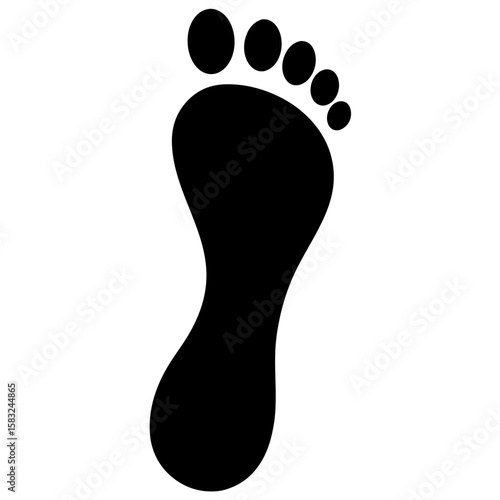 Simple human footprint sole toes black silhouette vector illustration