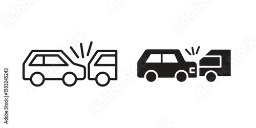 Rear end collision icon in flat and liner trendy style for app ui designs
