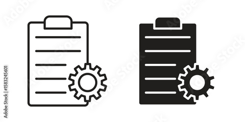 Project management icon in flat and liner trendy style for app ui designs