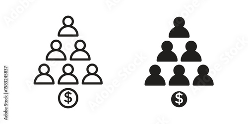 Ponzi scheme icon in flat and liner trendy style for app ui designs