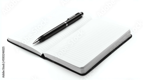 Wallpaper Mural notebook open with pen on top, pure white studio setting, productinuse concept, premium commercial look Torontodigital.ca