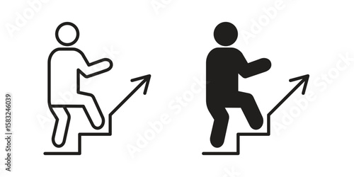 People Climbing icon in flat and liner trendy style for app ui designs