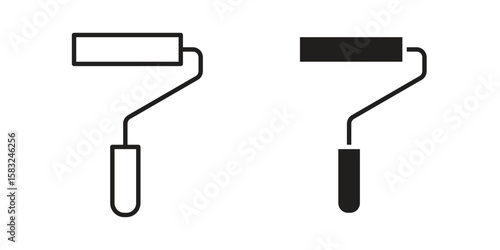 Paint roller icon in flat and liner trendy style for app ui designs