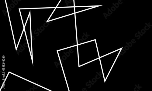 Black and white abstract line art background, with geometric shapes creating a modern and minimalist illustration.