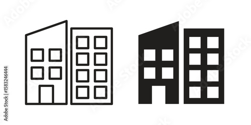 Office block icon in flat and liner trendy style for app ui designs