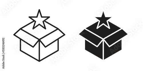 New product icon in flat and liner trendy style for app ui designs