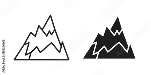 Mountain icon in flat and liner trendy style for app ui designs
