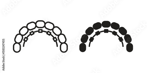 Lingual braces icon in flat and liner trendy style for app ui designs