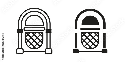 Jukebox icon in flat and liner trendy style for app ui designs