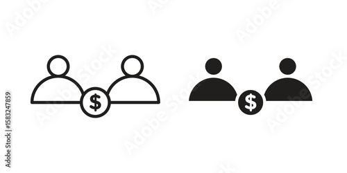 Joint account icon in flat and liner trendy style for app ui designs.