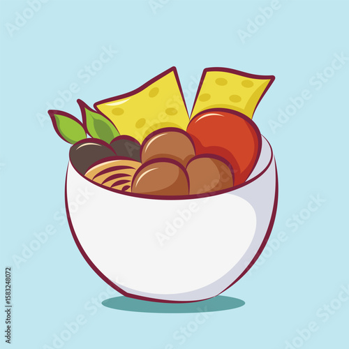 indonesian food meatball, bakso vector IIlustration 