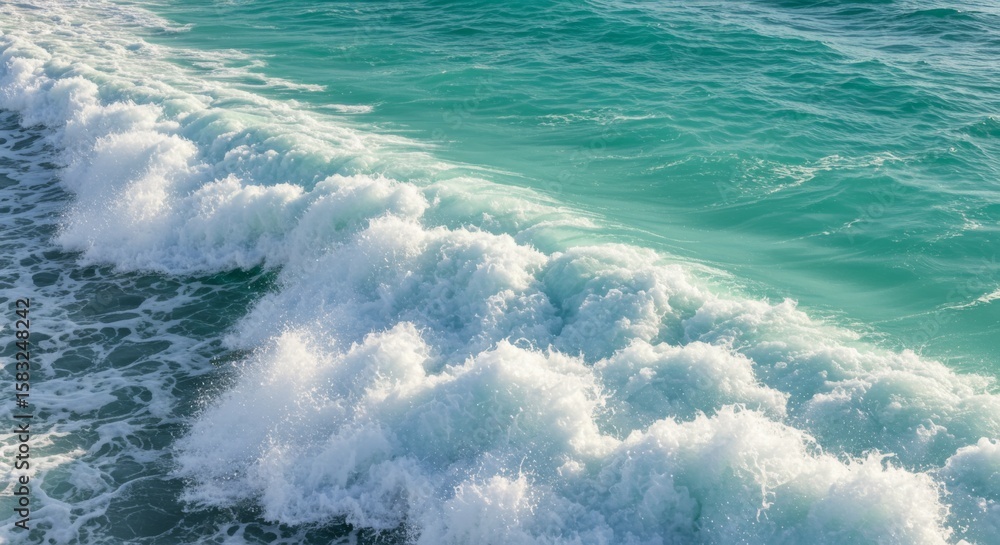Fototapeta premium Turquoise Ocean Waves with White Foam