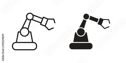Industrial robot icon in flat and liner trendy style for app ui designs