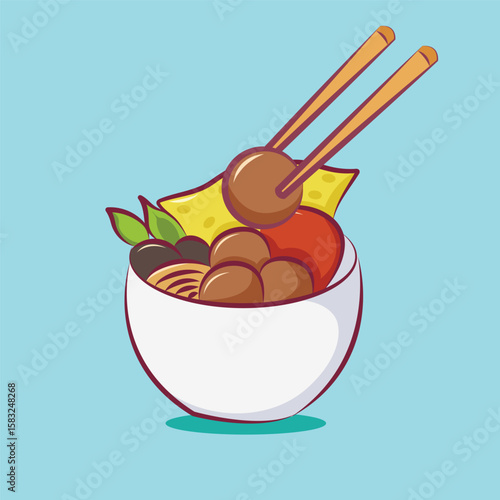 indonesian food meatball, bakso vector IIlustration 