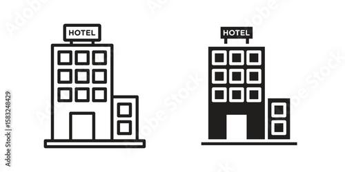 hotel icon in flat and liner trendy style for app ui designs