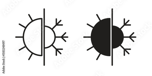 Hot and cold icon in flat and liner trendy style for app ui designs