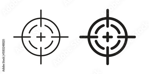 Gun target icon in flat and liner trendy style for app ui designs