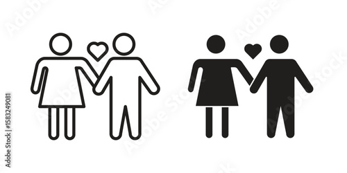 Girlfriend icon in flat and liner trendy style for app ui designs