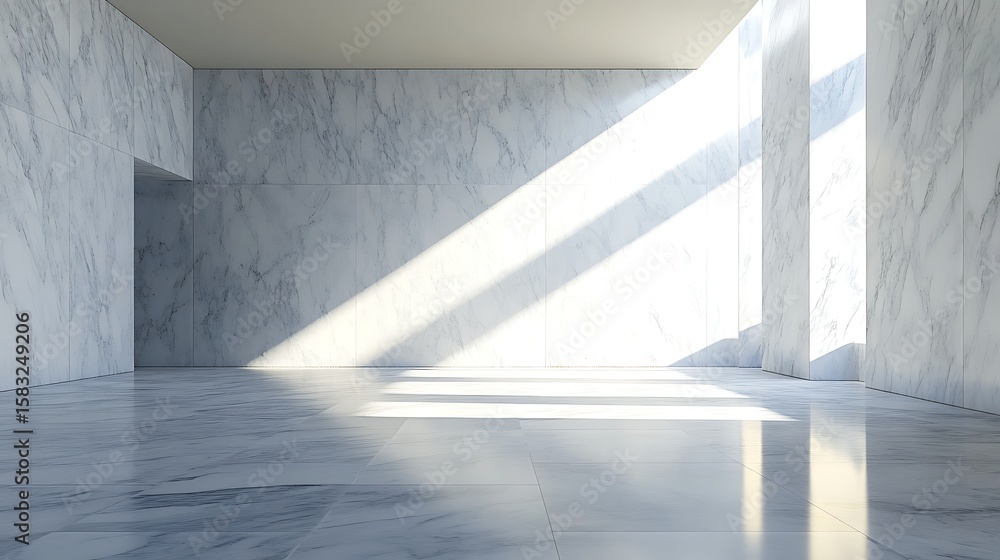 Obraz premium Empty modern marble room with sunlight