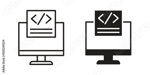 Front end icon in flat and liner trendy style for app ui designs