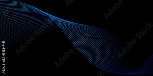 Futuristic geometric shapes of blend  blue gradient wave lines in abstract composition. Vector illustration. Modern design for digital art, web banners, covers.
