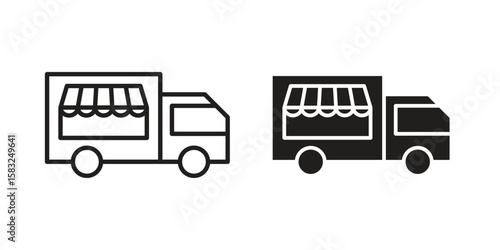 Food truck icon in flat and liner trendy style for app ui designs