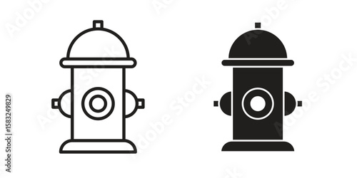 Fire hydrant icon in flat and liner trendy style for app ui designs