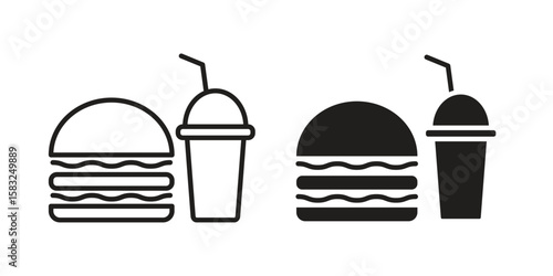 Fast food icon in flat and liner trendy style for app ui designs