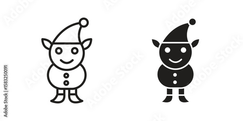 Elf icon in flat and liner trendy style for app ui designs