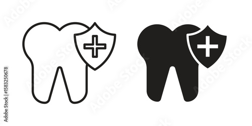 Dental insurance icon in flat and liner trendy style for app ui designs