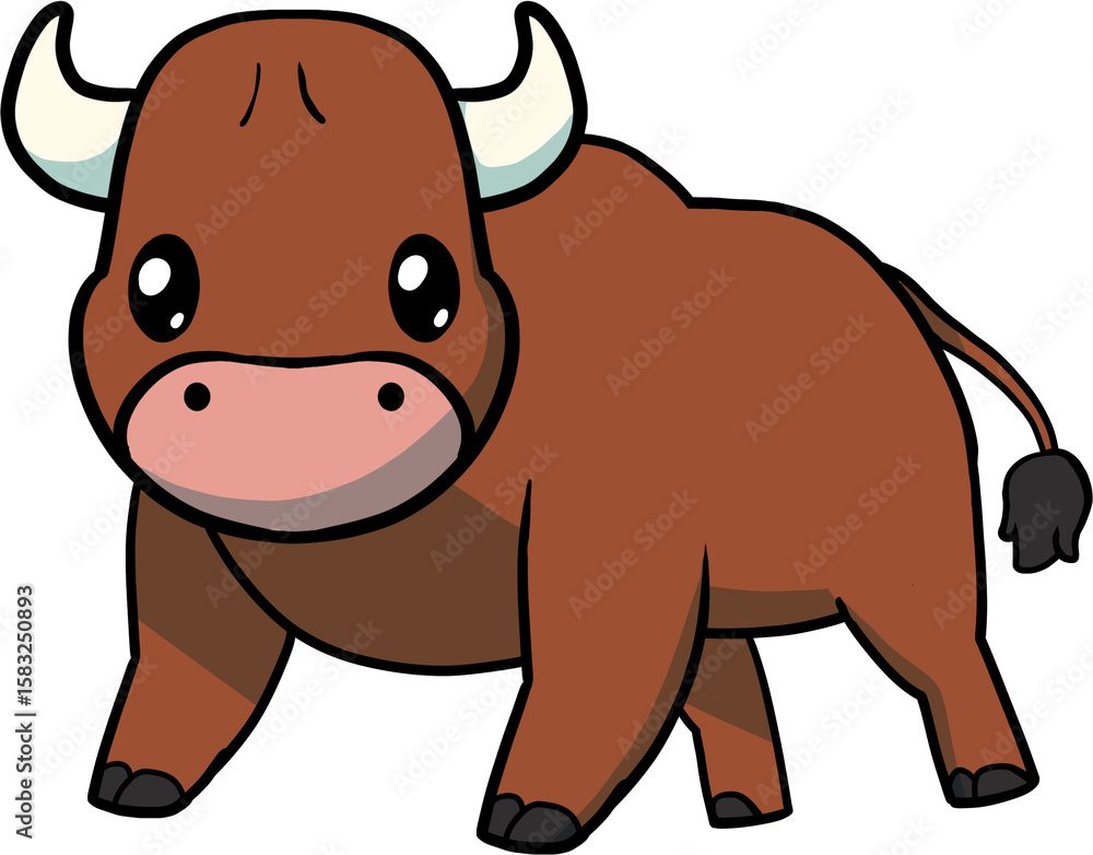 Fototapeta premium Cute Cartoon Bull Standing 
