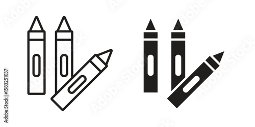 Crayon icon in flat and liner trendy style for app ui designs