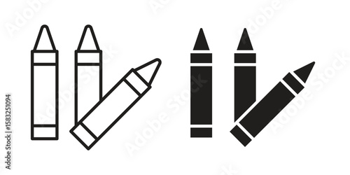 Crayon icon in flat and liner trendy style for app ui designs