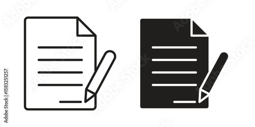 Contract icon in flat and liner trendy style for app ui designs