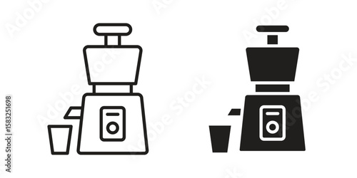 Cold pressed juicer icon in flat and liner trendy style for app ui designs