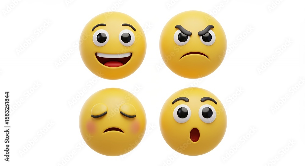 Fototapeta premium Diverse emoji expressions isolated