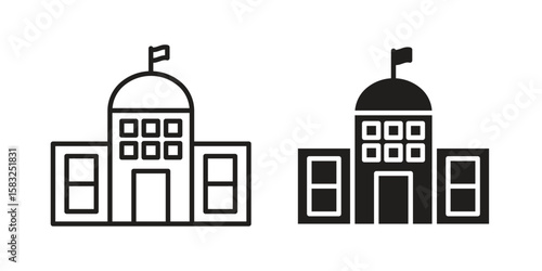 City hall icon in flat and liner trendy style for app ui designs