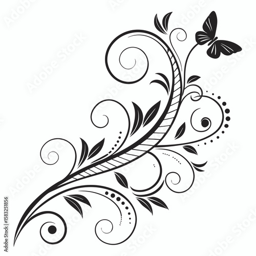 Flourish ornate header. Decorative calligraphic vintage divider