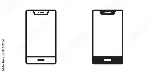 Cell phone icon in flat and liner trendy style for app ui designs