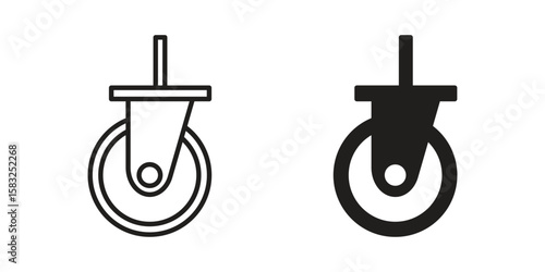 Cart trolley wheel icon in flat and liner trendy style for app ui designs