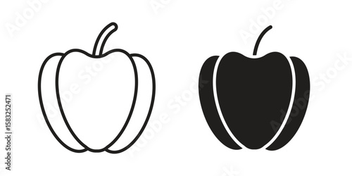 Capsicum icon in flat and liner trendy style for app ui designs