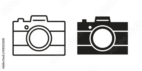 Camera icon in flat and liner trendy style for app ui designs