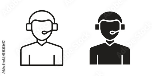 Callcenter icon in flat and liner trendy style for app ui designs