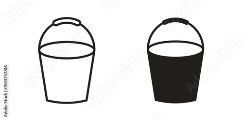 Bucket icon in flat and liner trendy style for app ui designs