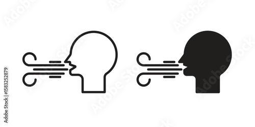 Breath icon in flat and liner trendy style for app ui designs