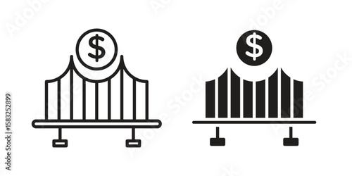 Bridging loan icon in flat and liner trendy style for app ui designs