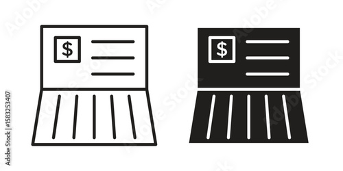 Bankbook icon in flat and liner trendy style for app ui designs