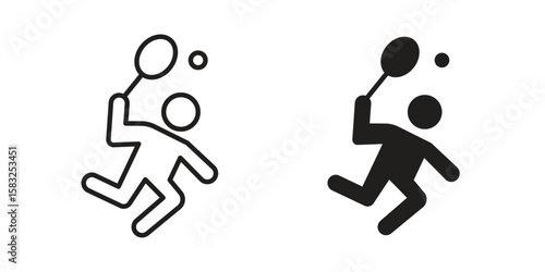 Badminton icon in flat and liner trendy style for app ui designs